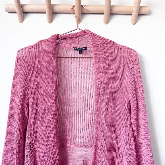 Eileen Fisher Airy Linen Grain Rib Cardigan - Picture 2 of 8